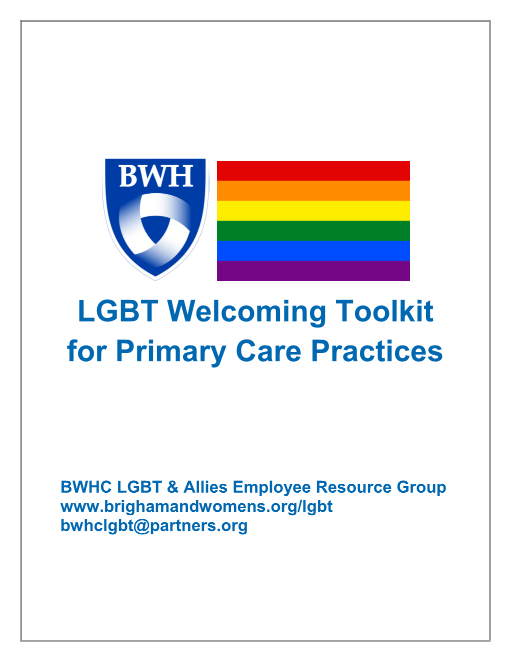LGBT Welcoming Toolkit for Primary Care Practices