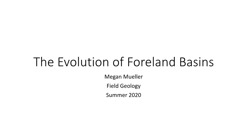 The Evolution of Foreland Basins Megan Mueller Field Geology Summer 2020 2