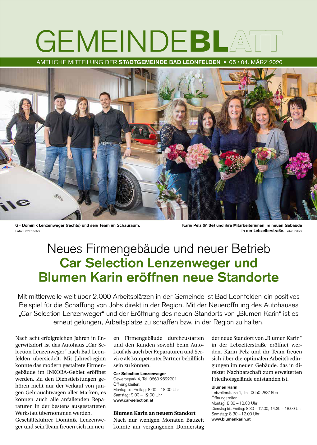 Gemeindeblatt I 1 Gemeindeblatt Amtliche Mitteilung Der Stadtgemeinde Bad Leonfelden • 05 / 04