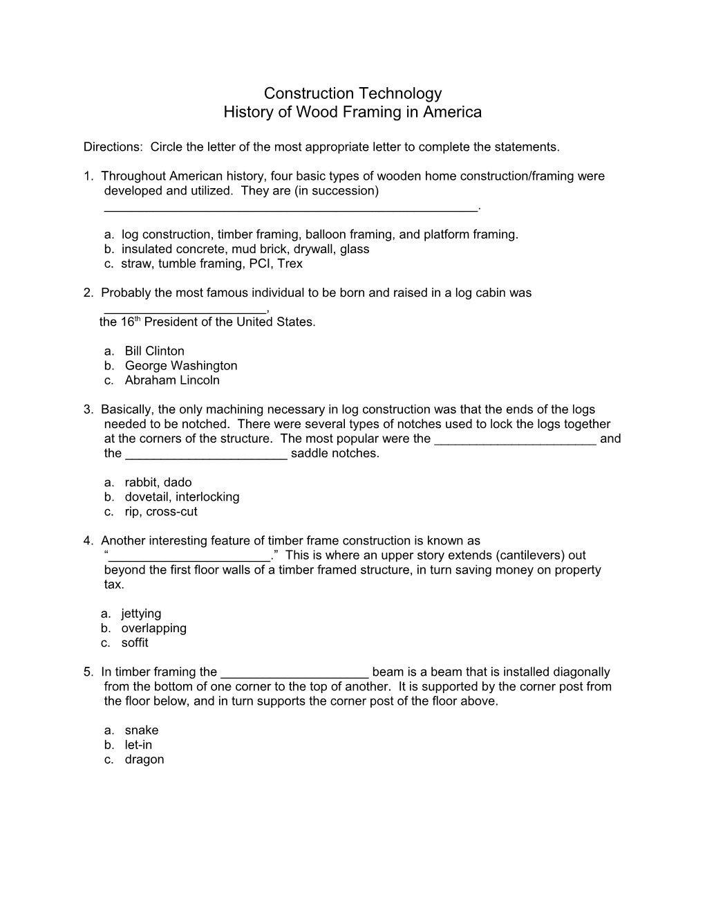 History of Wood Framing in America