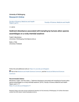 Sediment Disturbance Associated with Trampling by Humans Alters Species Assemblages on a Rocky Intertidal Seashore