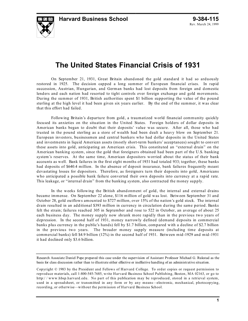 The United States Financial Crisis of 1931