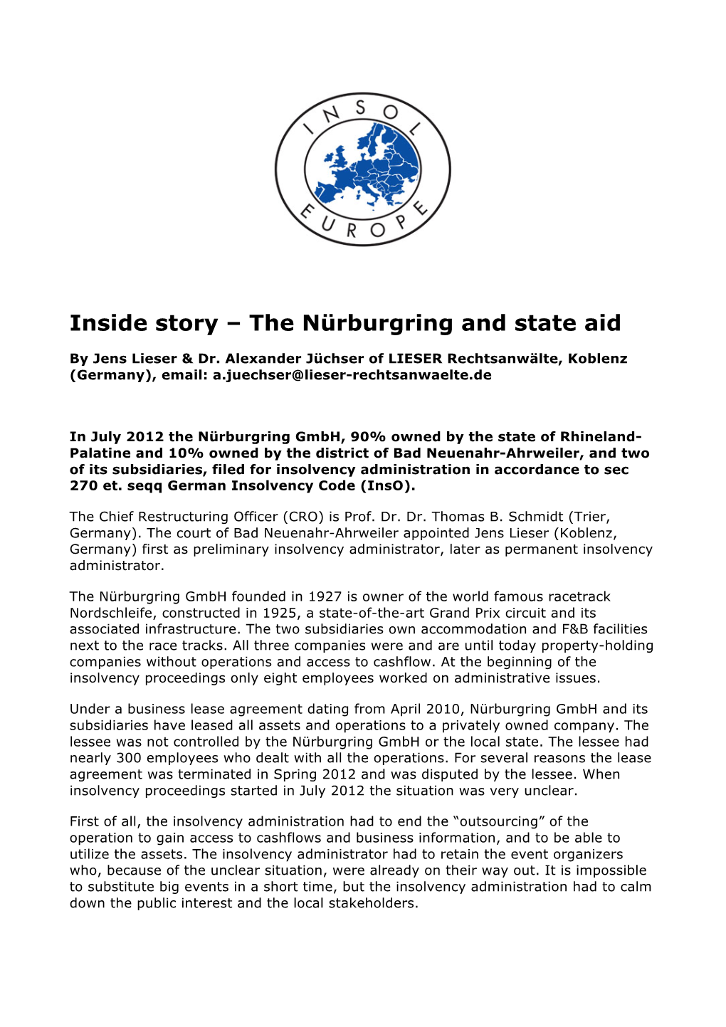 Inside Story – the Nürburgring and State Aid
