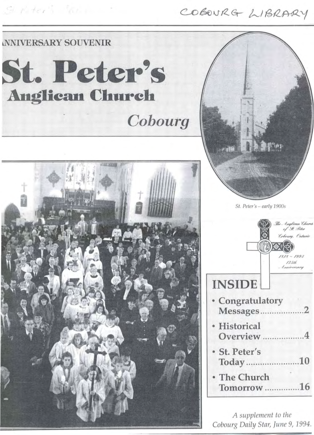 St. Peter's Anglican Church on the Occasion of the 175Th Anniversary of Its Foundation