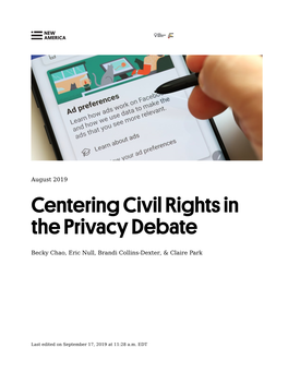Centering Civil Rights in the Privacy Debate