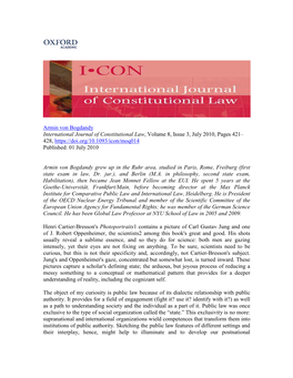 Armin Von Bogdandy International Journal of Constitutional Law, Volume 8, Issue 3, July 2010, Pages 421– 428