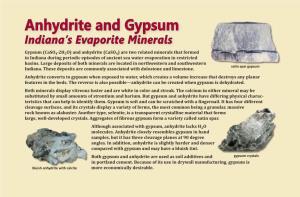 Anhydrite and Gypsum Indiana’S Evaporite Minerals