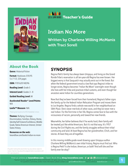 Indian No More Written by Charlene Willing Mcmanis with Traci Sorell