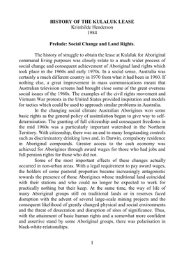 History of the Kulaluk Lease A
