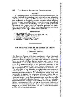 Dr. Edridge-Green's Theories of Vision by J