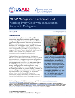 MCSP Madagascar Technical Brief, Reaching Every Child With