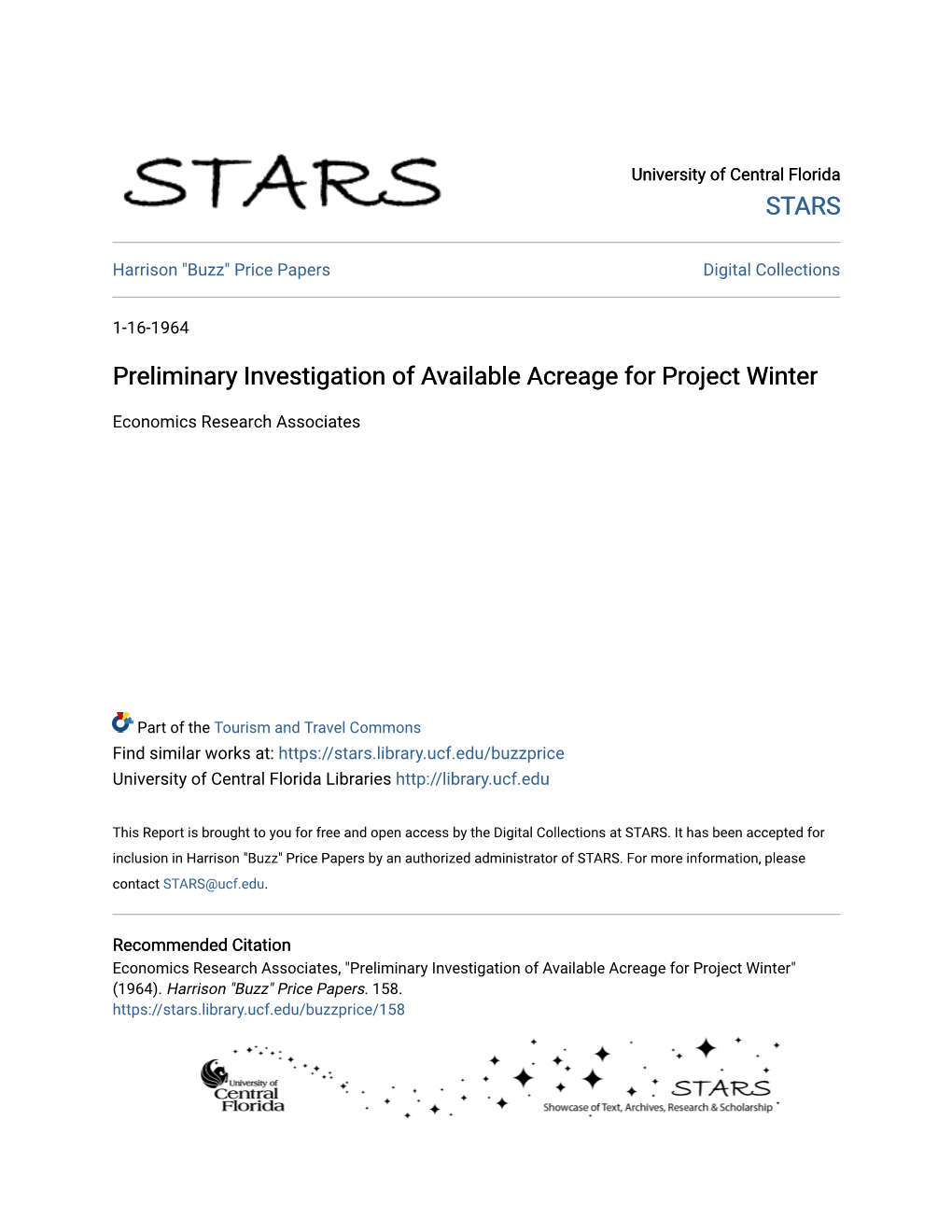 Preliminary Investigation of Available Acreage for Project Winter