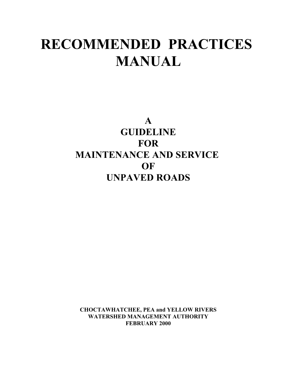 A Guideline for Maintenance and Service of Unpaved Roads