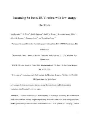 Patterning Sn-Based EUV Resists with Low-Energy Electrons
