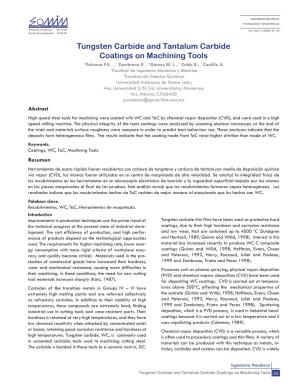 Tungsten Carbide and Tantalum Carbide Coatings on Machining Tools 1 Palomar F.E
