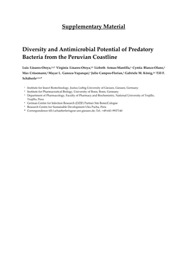 Supplementary Material Diversity and Antimicrobial Potential of Predatory Bacteria from the Peruvian Coastline