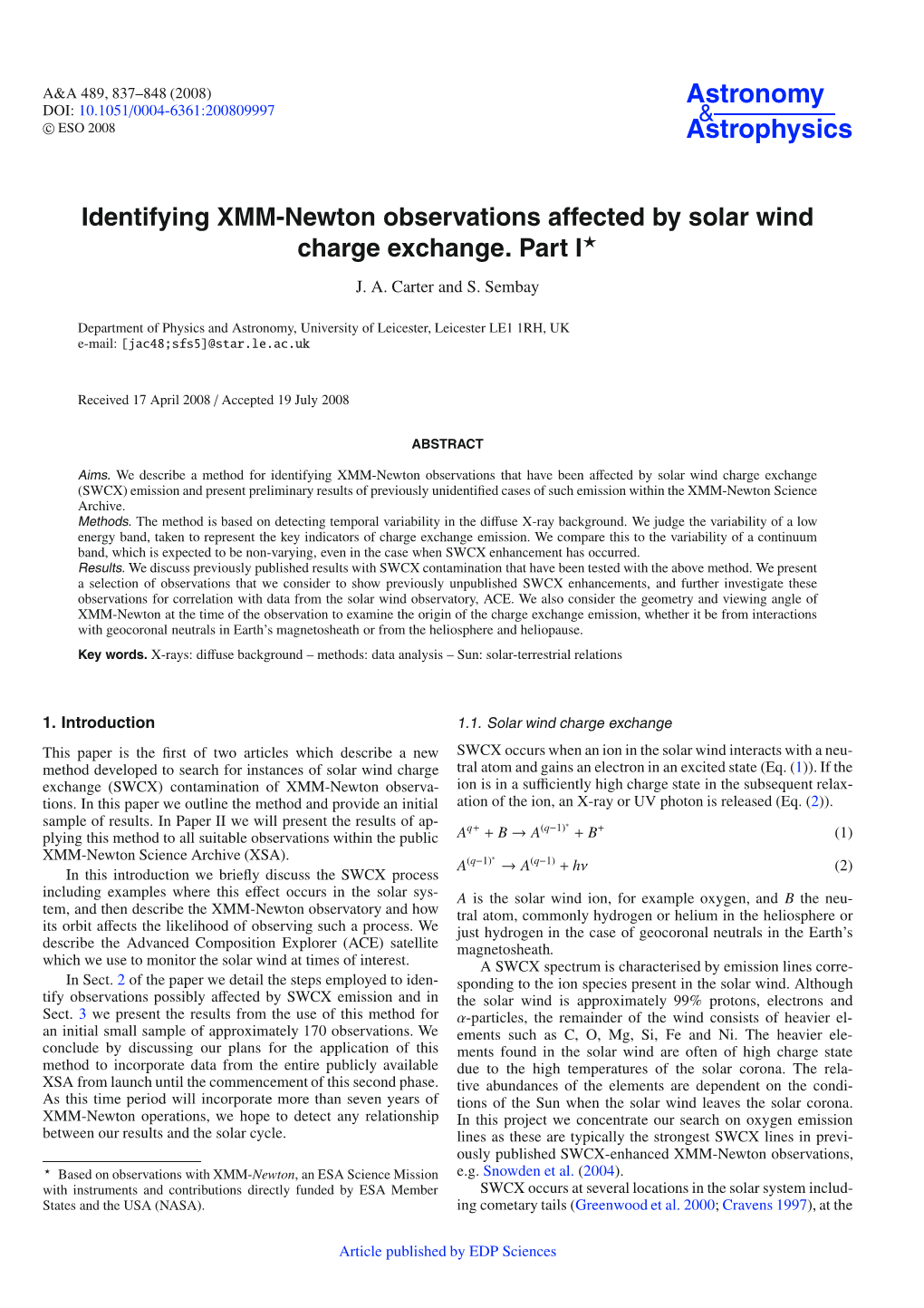 Identifying XMM-Newton Observations Affected by Solar Wind Charge Exchange