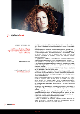 Jess Glynne, La Cantante Britannica Che Ha Incantato Il Mondo Con La Sua Voce, Torna in Italia Per Un Imperdibile Data, Il 4 Marzo Al Fabrique Di Milano