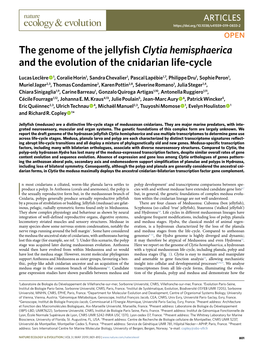 The Genome of the Jellyfish Clytia Hemisphaerica and the Evolution of the Cnidarian Life-Cycle