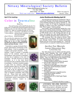 Color in Tourmaline Nittany Mineralogical Society Bulletin