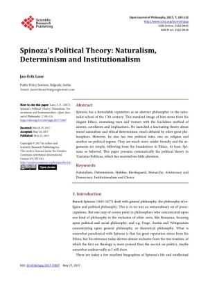 Spinoza's Political Theory: Naturalism, Determinism And