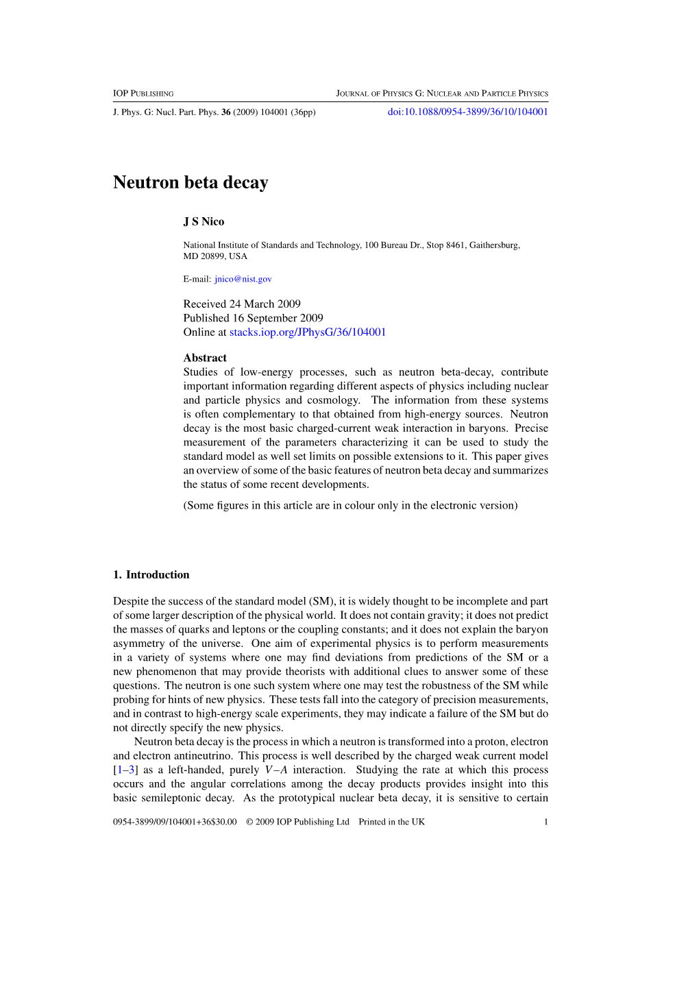 Neutron Beta Decay