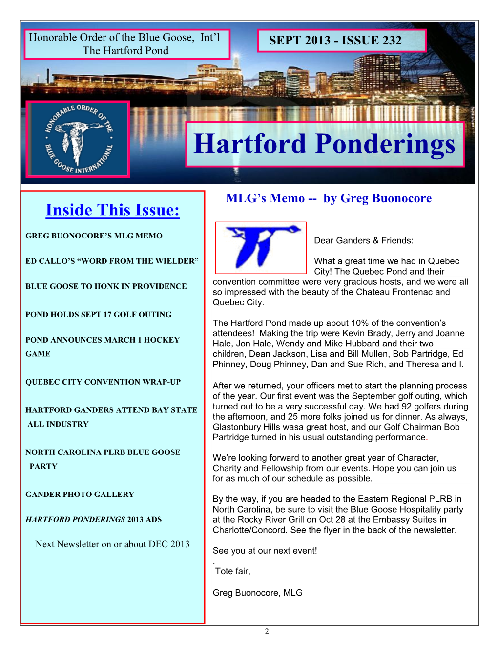 Hartford Ponderings