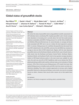 Global Status of Groundfish Stocks
