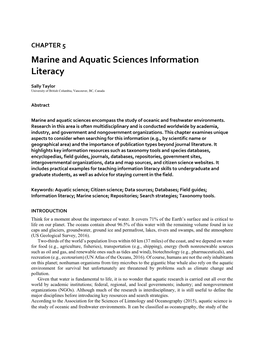 Marine and Aquatic Sciences Information Literacy