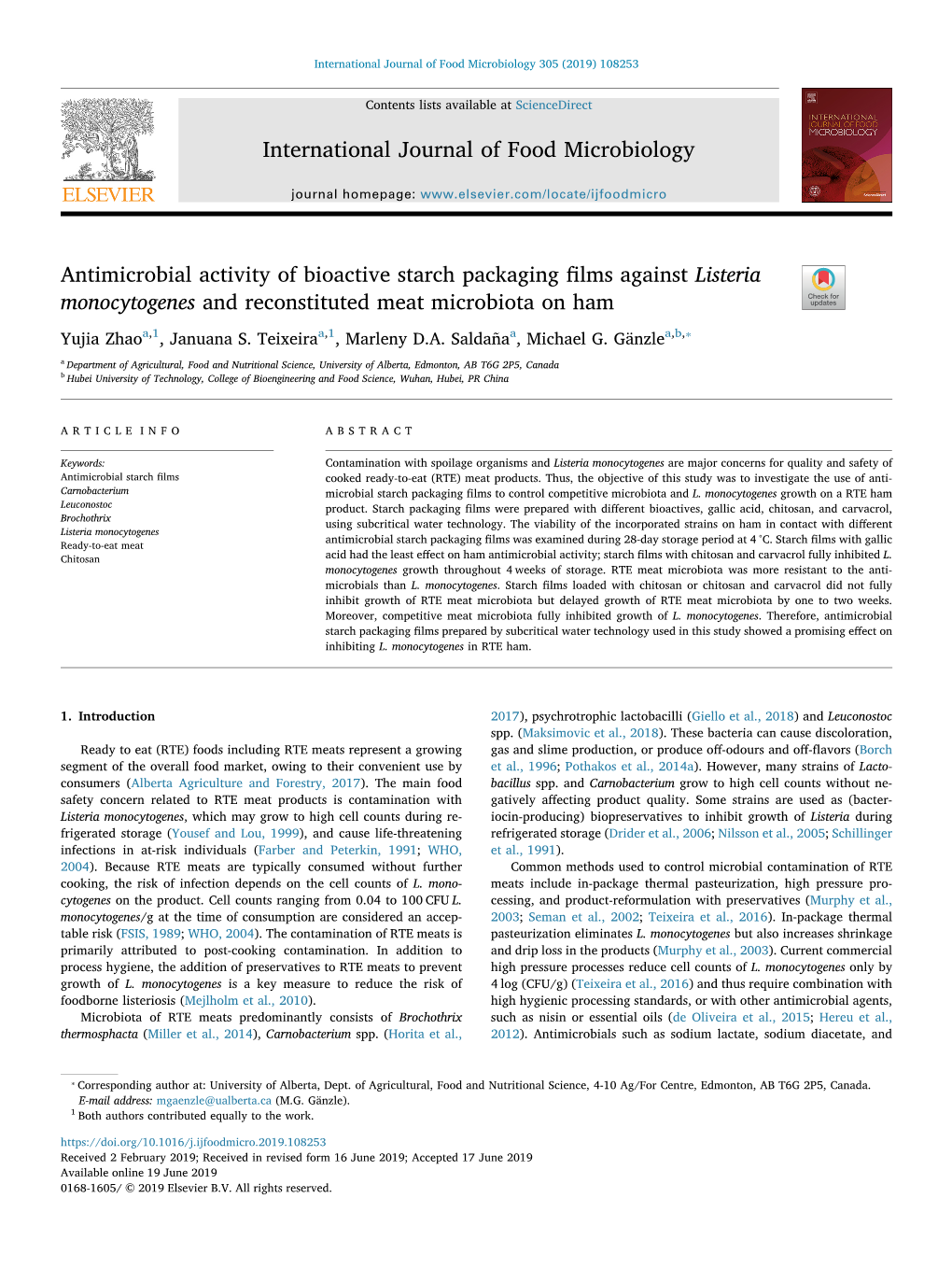 International Journal of Food Microbiology Antimicrobial Activity