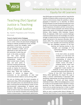 (For) Spatial Justice Is Teaching (For) Social Justice