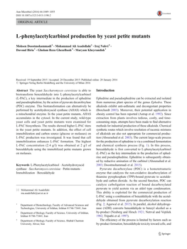 L-Phenylacetylcarbinol Production by Yeast Petite Mutants