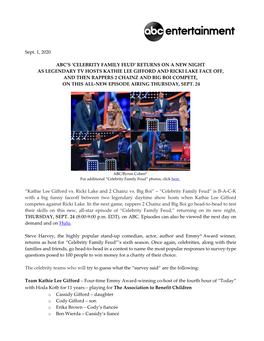 Sept. 1, 2020 ABC's 'CELEBRITY FAMILY FEUD' RETURNS on A
