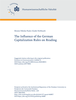 The Influence of the German Capitalization Rules on Reading