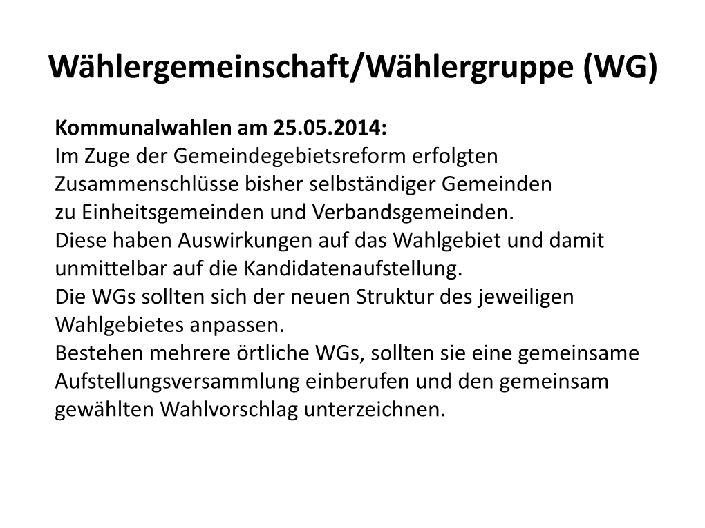 Informationen Wahl 2014