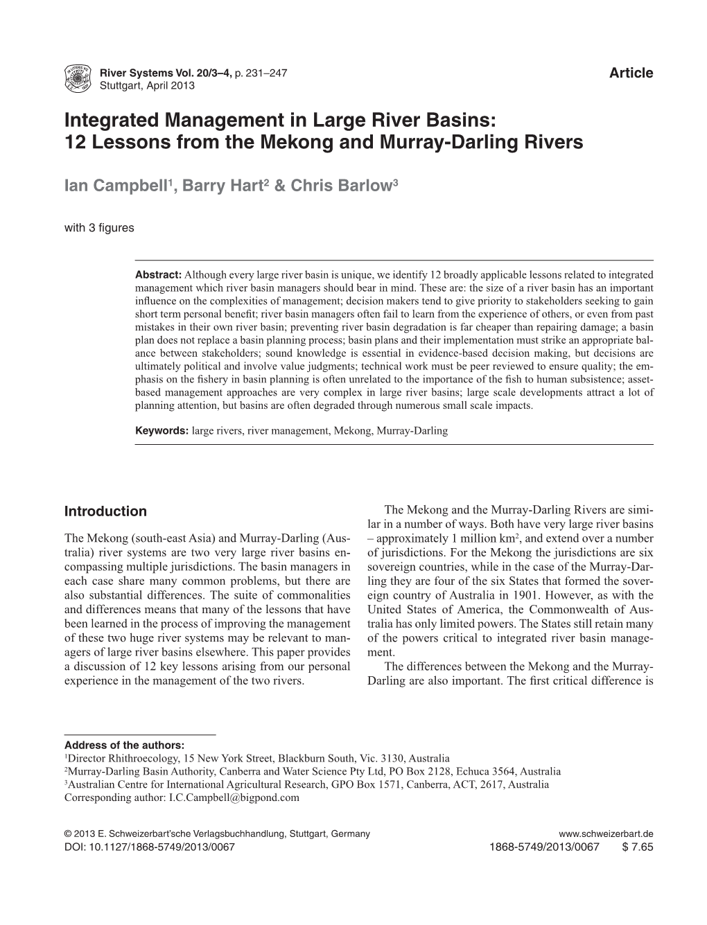 12 Lessons from the Mekong and Murray-Darling Rivers