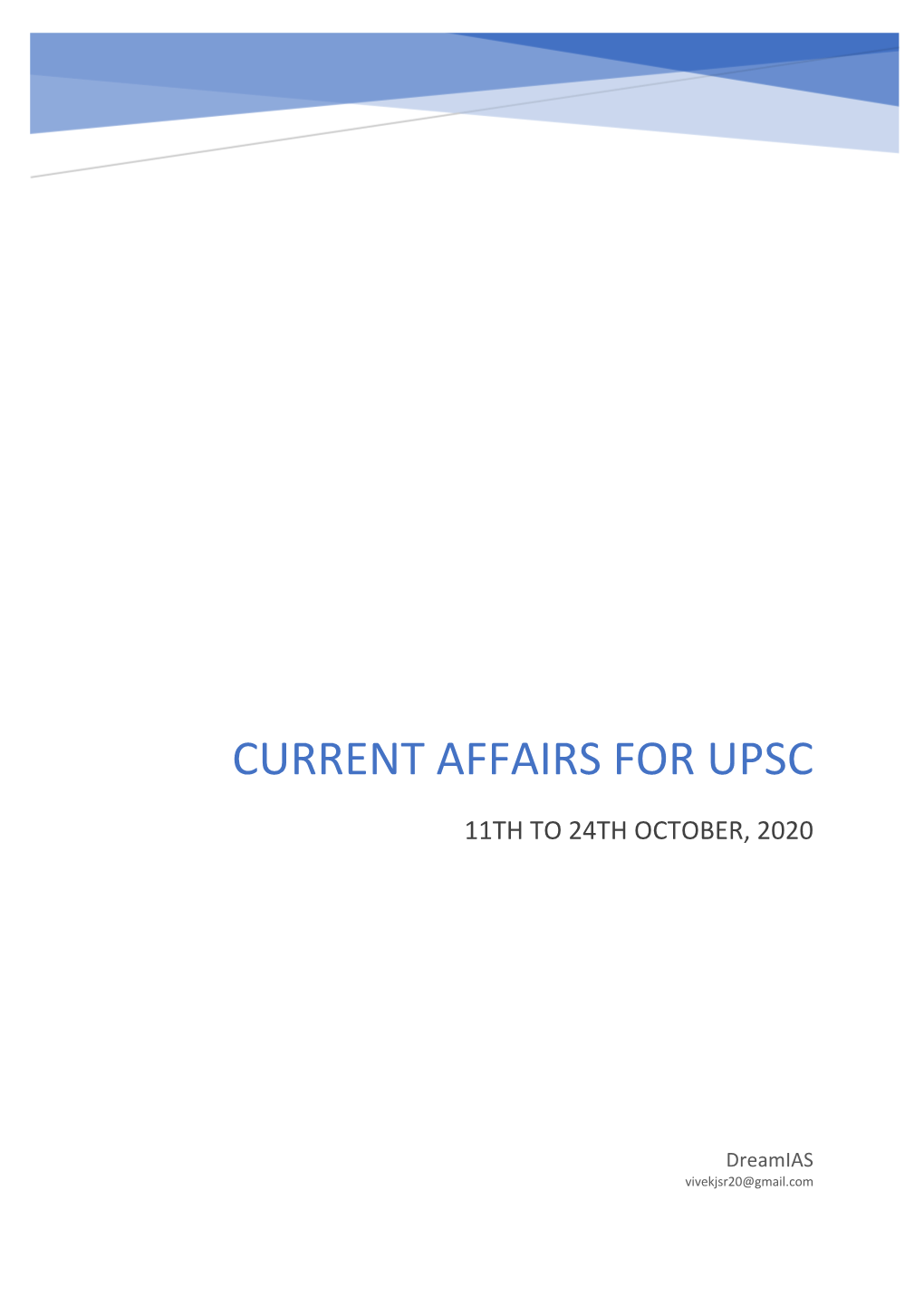 Current Affairs 11Th to 24Th October