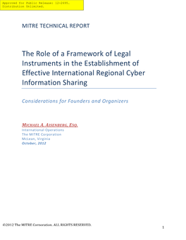 The Role of a Framework of Legal Instruments in the Establishment of Effective International Regional Cyber Information Sharing