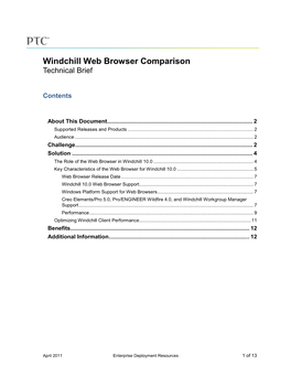 Windchill Web Browser Comparison Technical Brief