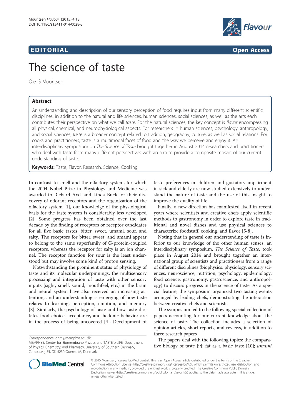 The Science of Taste Ole G Mouritsen