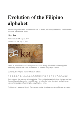 Evolution of the Filipino Alphabet