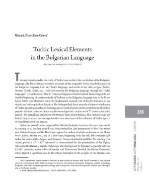 Turkic Lexical Elements in the Bulgarian Language DOI