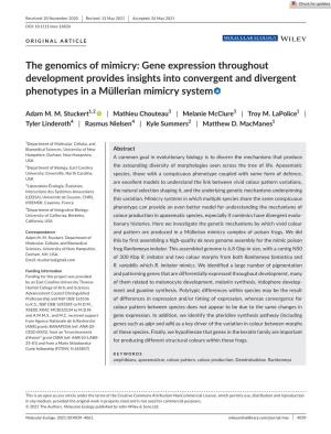 The Genomics of Mimicry: Gene Expression Throughout Development Provides Insights Into Convergent and Divergent Phenotypes in a Müllerian Mimicry System