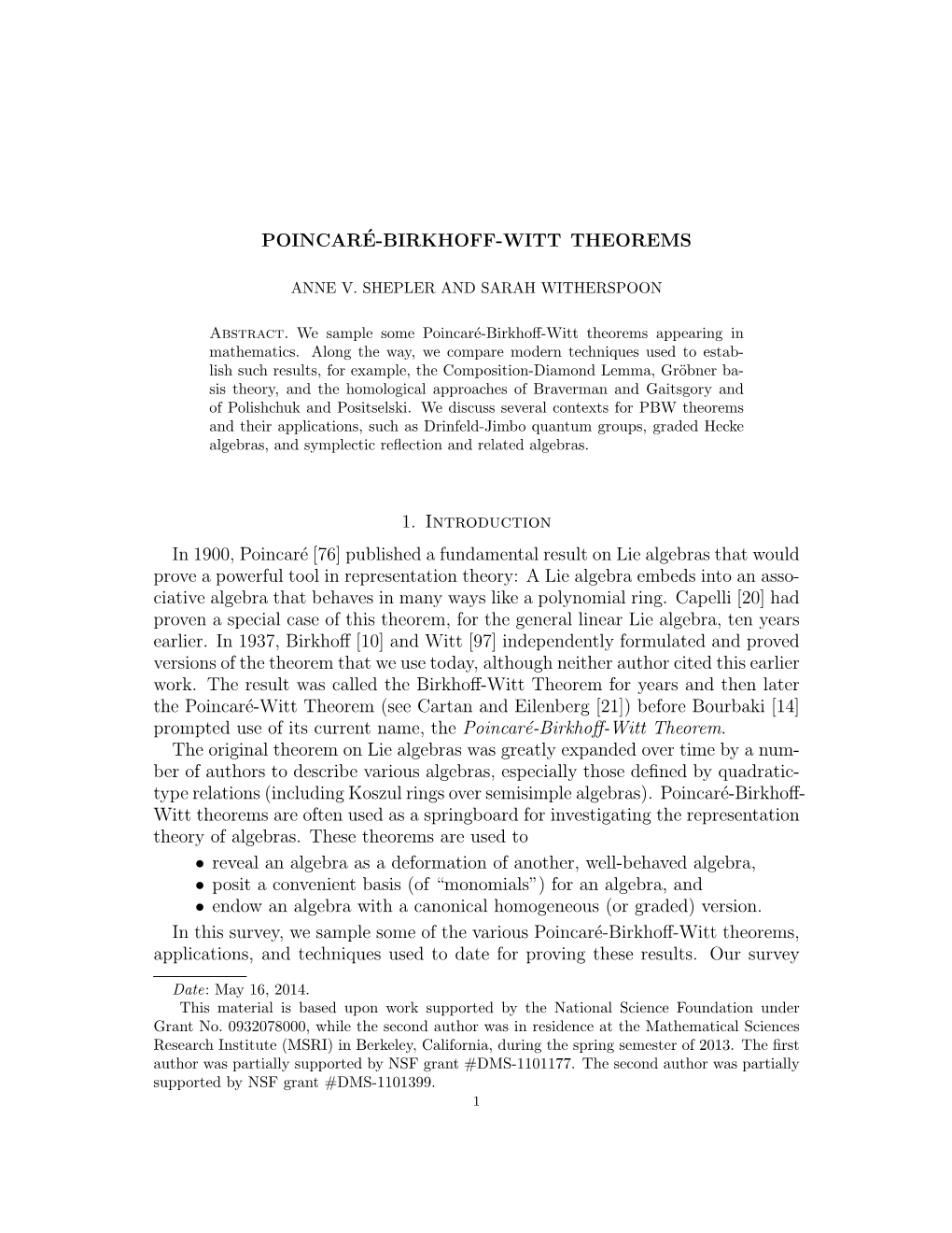 Poincaré-Birkhoff-Witt Theorems