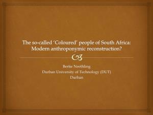 'Coloured' People of South Africa