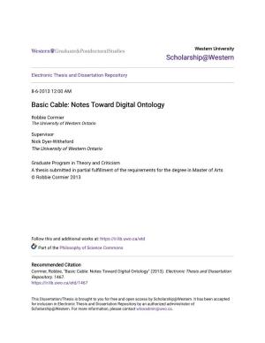 Basic Cable: Notes Toward Digital Ontology