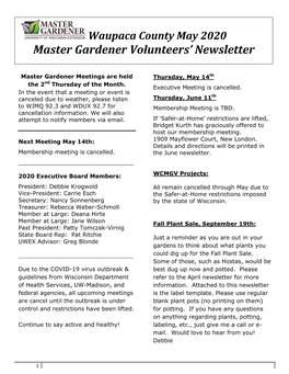May 2020 WCMGV Newsletter
