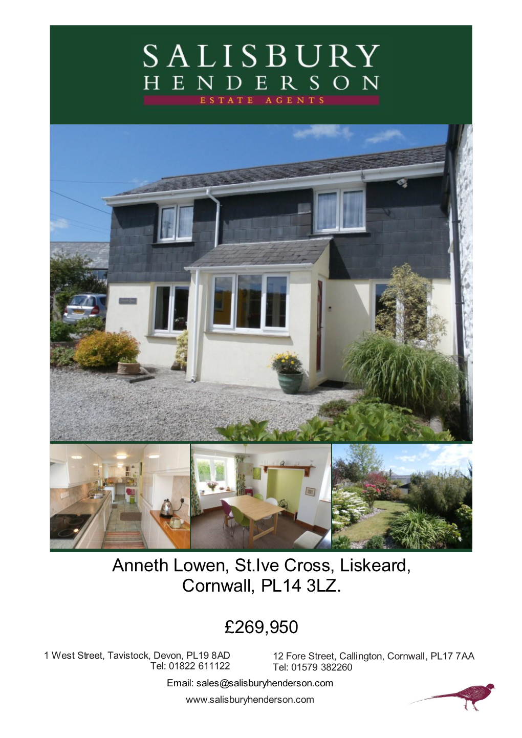 Anneth Lowen, St.Ive Cross, Liskeard, Cornwall, PL14 3LZ. £269,950