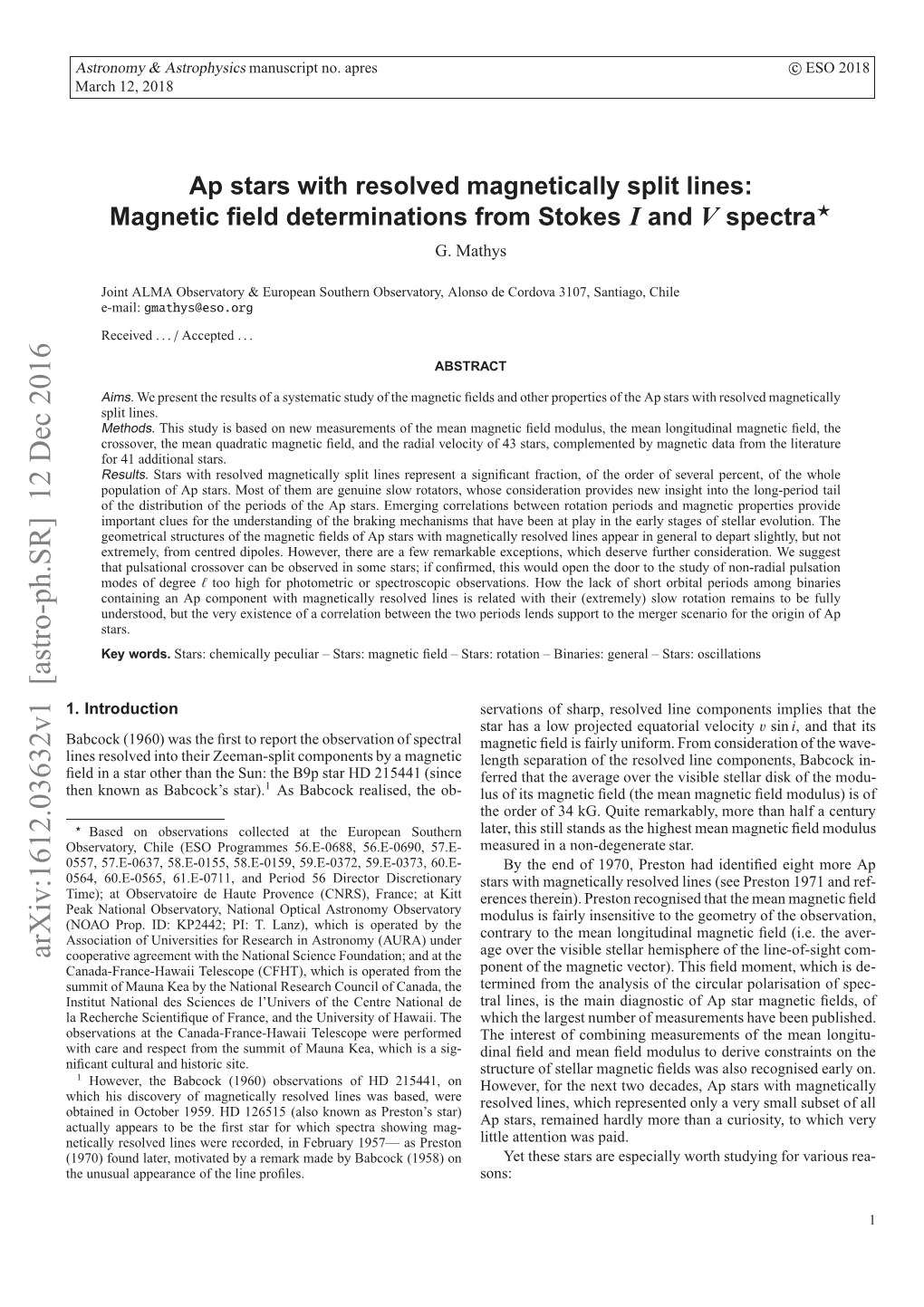 Ap Stars with Resolved Magnetically Split Lines: Stars for Which New Measurements of the Mean Magnetic ﬁeld Modulus Are Presented in This Paper