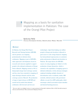 Mapping As a Basis for Sanitation Implementation in Pakistan: the Case of the Orangi Pilot Project
